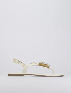 Sandalo infrafito tacco 1 cm bianco pelle