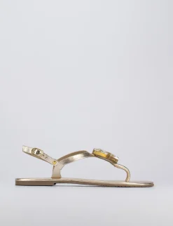 Sandalo infrafito tacco 1 cm oro pelle