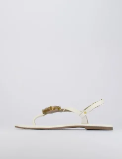 Sandalo infrafito tacco 1 cm bianco pelle