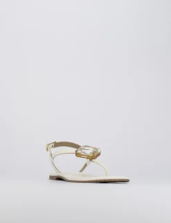 Sandalo infrafito tacco 1 cm bianco pelle