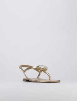 Sandalo infrafito tacco 1 cm oro pelle