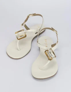 Sandalo infrafito tacco 1 cm bianco pelle