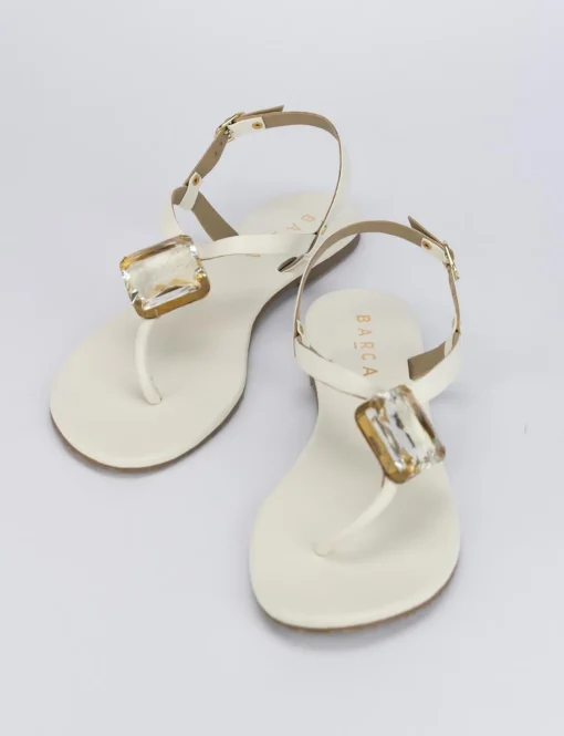 Sandalo infrafito tacco 1 cm bianco pelle