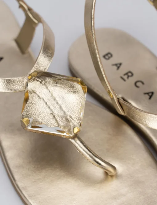 Sandalo infrafito tacco 1 cm oro pelle