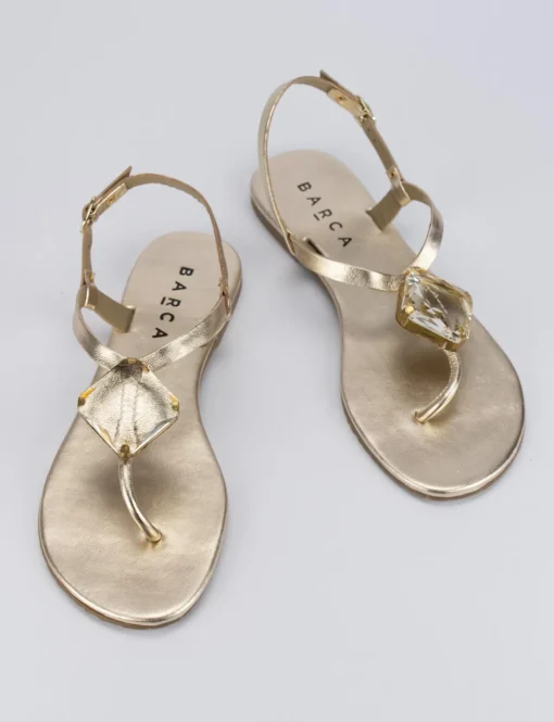 Sandalo infrafito tacco 1 cm oro pelle