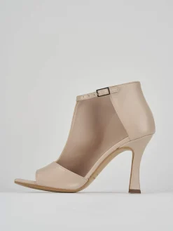 Sandalo tacco 8 cm beige pelle