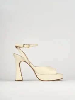 Sandalo tacco 10 cm bianco pelle