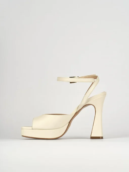 Sandalo tacco 10 cm bianco pelle