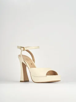 Sandalo tacco 10 cm bianco pelle