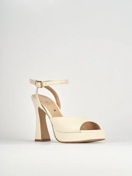 Sandalo tacco 10 cm bianco pelle