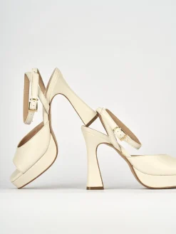Sandalo tacco 10 cm bianco pelle