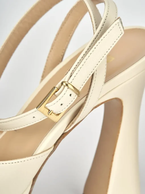Sandalo tacco 10 cm bianco pelle