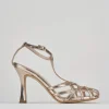 Sandalo tacco 9 cm bronzo laminato