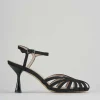 Sandalo tacco 6 cm nero raso