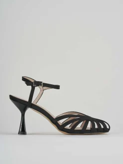 Sandalo tacco 6 cm nero raso