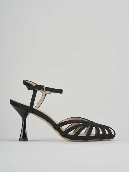 Sandalo tacco 6 cm nero raso
