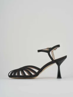 Sandalo tacco 6 cm nero raso