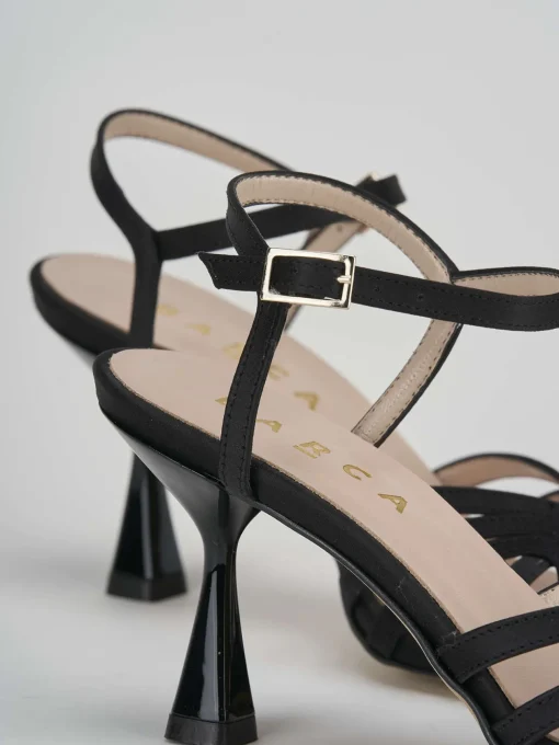 Sandalo tacco 6 cm nero raso