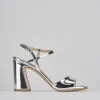 Sandalo tacco 7 cm argento pelle