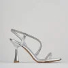 Sandalo tacco 9 cm argento raso