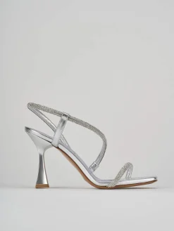 Sandalo tacco 9 cm argento raso