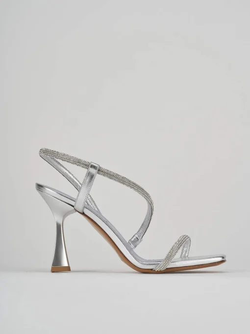 Sandalo tacco 9 cm argento raso