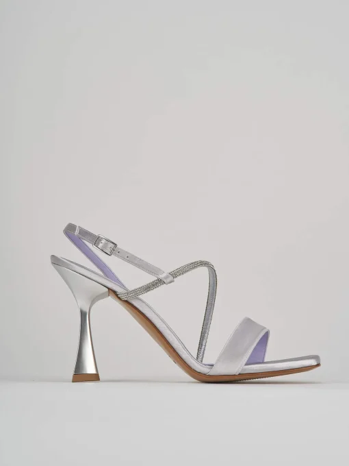 Sandalo tacco 9 cm argento raso
