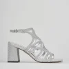 Sandalo tacco 8 cm argento pelle