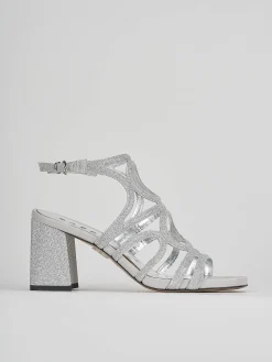 Sandalo tacco 8 cm argento pelle