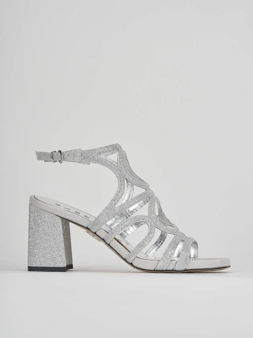 Sandalo tacco 8 cm argento pelle