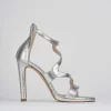 Sandalo tacco 7 cm argento glitter