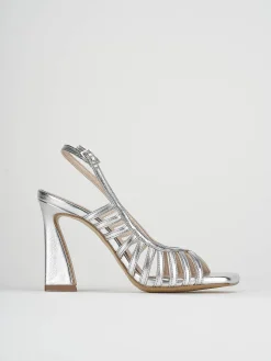 Sandalo tacco 9 cm argento laminato