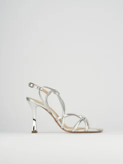 Sandalo tacco 9 cm argento pelle