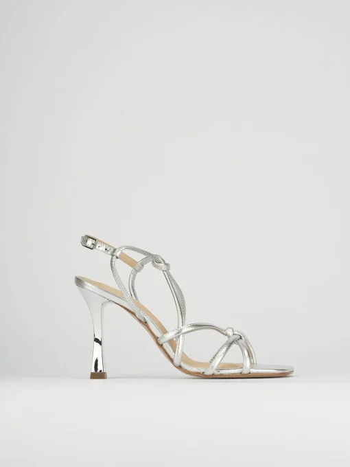Sandalo tacco 9 cm argento pelle