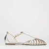Sandalo tacco 1 cm argento pelle