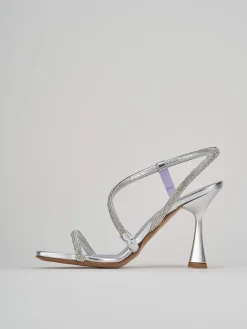 Sandalo tacco 9 cm argento raso