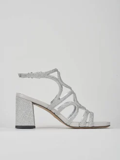 Sandalo tacco 8 cm argento pelle