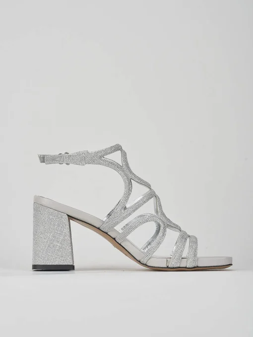 Sandalo tacco 8 cm argento pelle