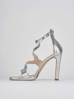 Sandalo tacco 7 cm argento glitter