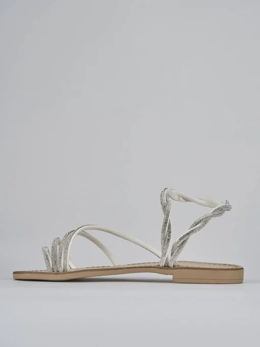 Sandalo tacco 1 cm argento pelle