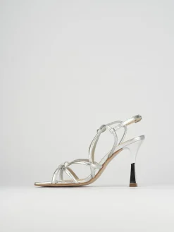 Sandalo tacco 9 cm argento pelle
