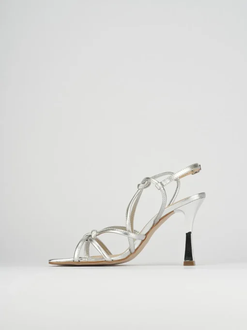 Sandalo tacco 9 cm argento pelle