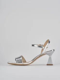 Sandalo tacco 7 cm argento pelle