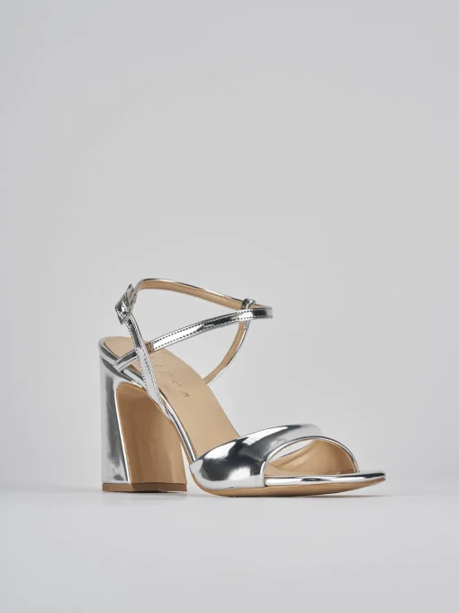 Sandalo tacco 7 cm argento pelle