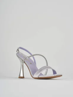 Sandalo tacco 9 cm argento raso