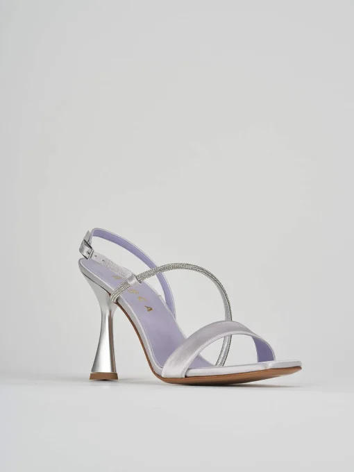Sandalo tacco 9 cm argento raso