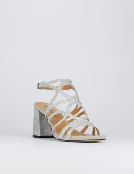 Sandalo tacco 8 cm argento pelle