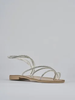Sandalo tacco 1 cm argento pelle