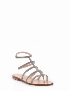 Sandalo tacco 1 cm argento