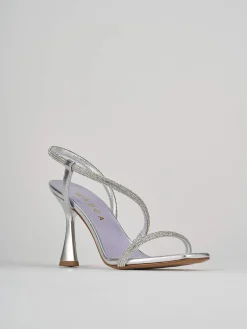 Sandalo tacco 9 cm argento raso